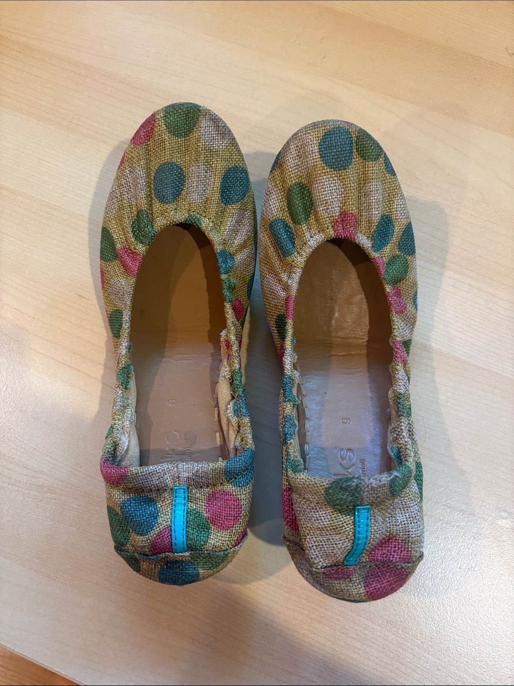 Echo Park Polka Dot Tieks Canvas Ballet Flats - Pink, Green, Teal